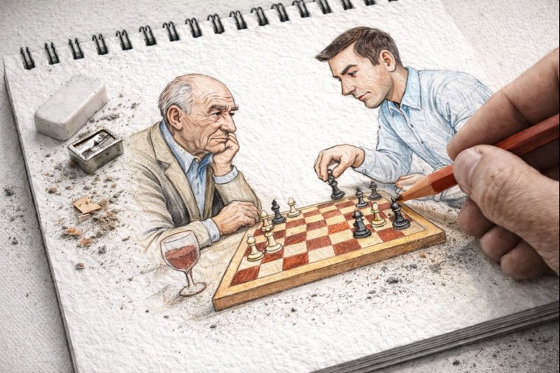 Fraszka 1/7 z tematu Do szachistów - ilustracja