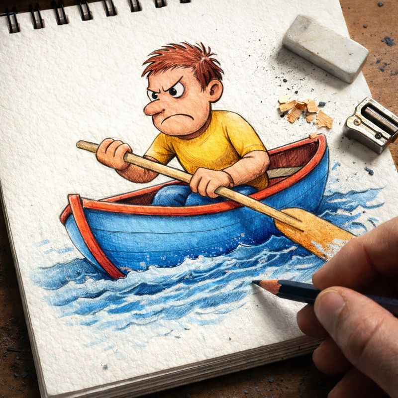 Fraszka 16/16 z tematu O emocjach i panice - ilustracja