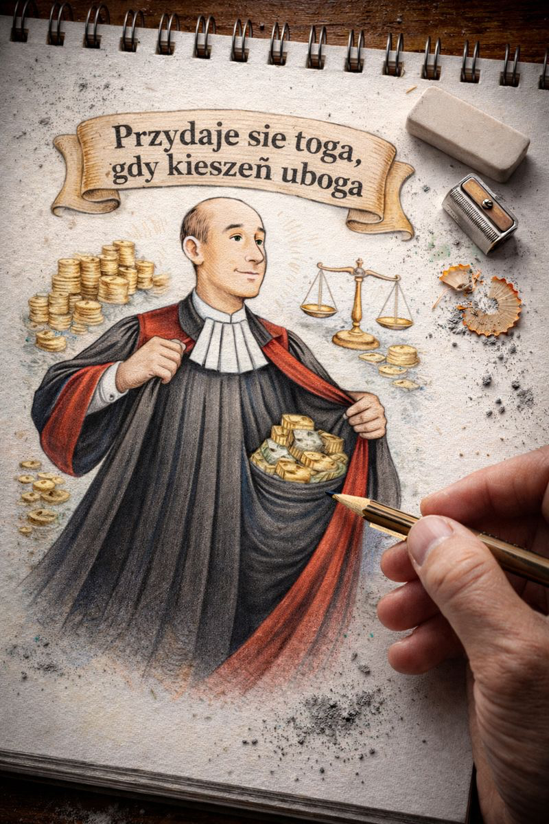 Fraszka 1/16 z tematu Do prawników - ilustracja